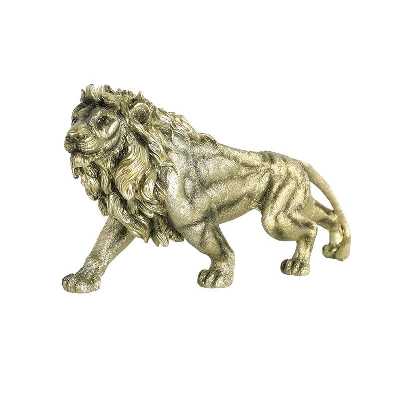 Escultura Leão Dourado 41x18cm Resina - 0023 Conceito 