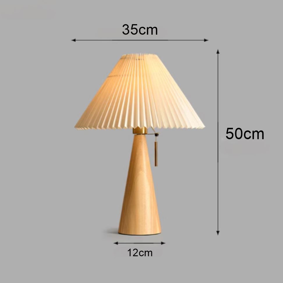 Luminária Abajur de Mesa Cogumelo Plissé de Madeira 50cm Conceito