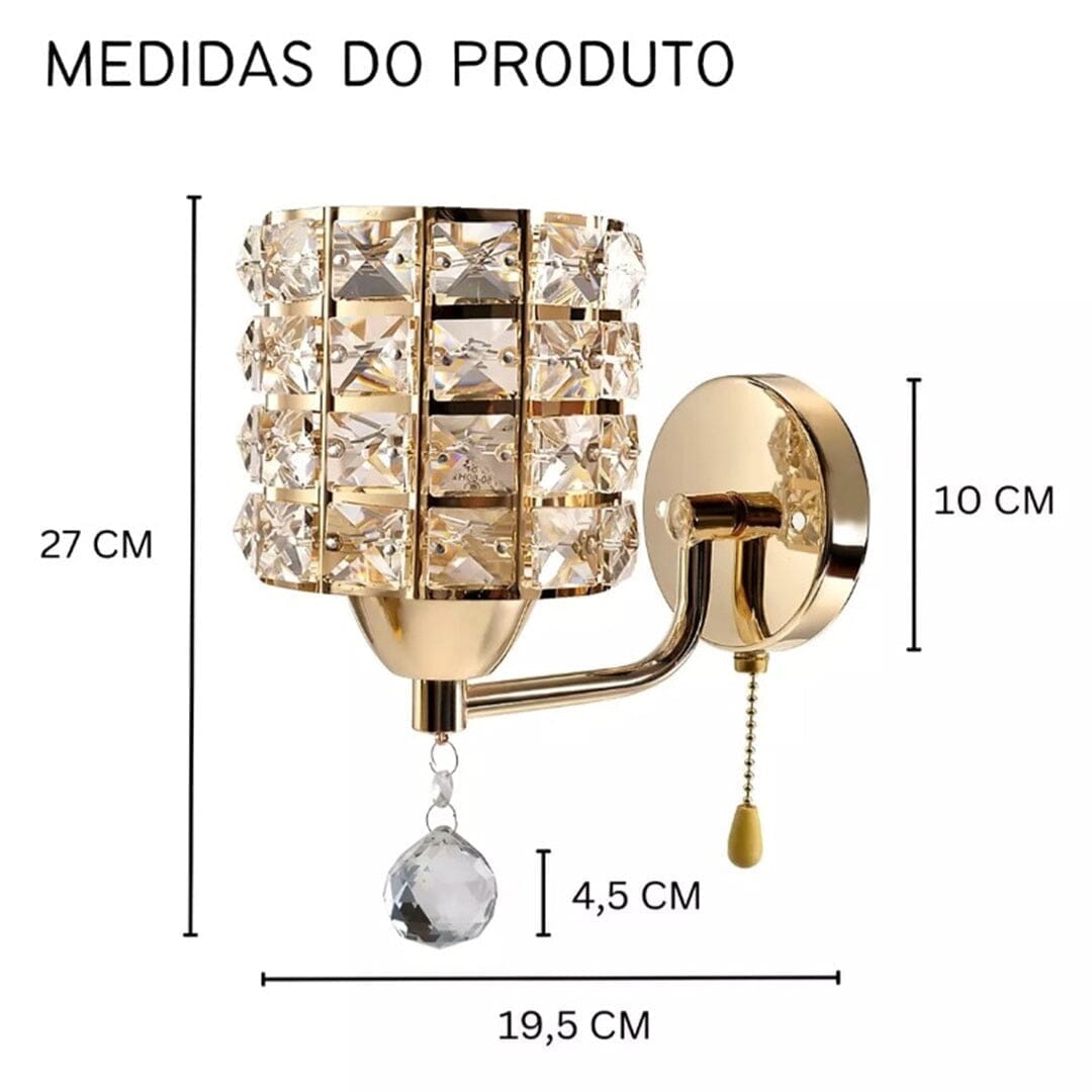 Luminária Arandela de Parede Moderna Crystal LUX YuDome