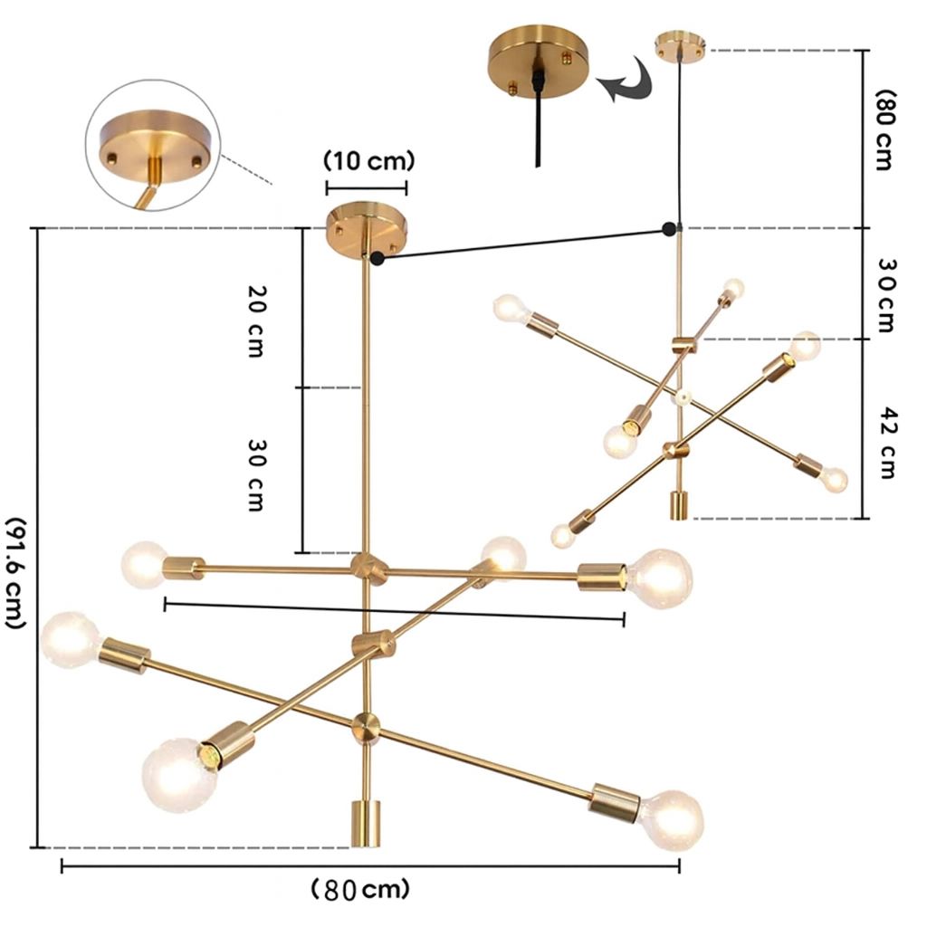 Lustre Luminária de Teto Sputnik Eternity (06 lâmpadas) Lustre - 0039 Conceito