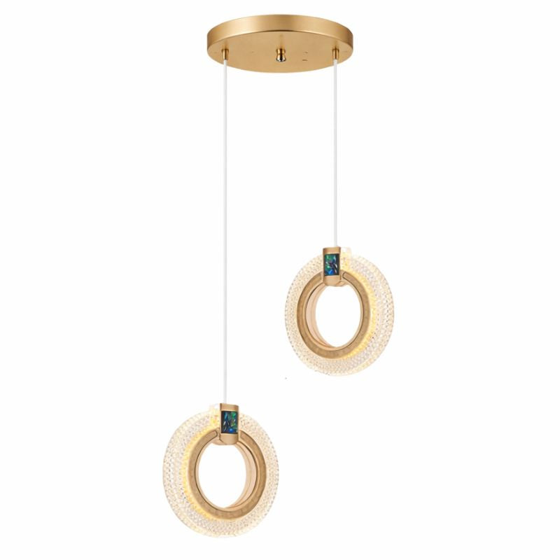 Lustre Pendente de Luxo Cristal Circular Pendente - 0003 Conceito Lustre Duplo