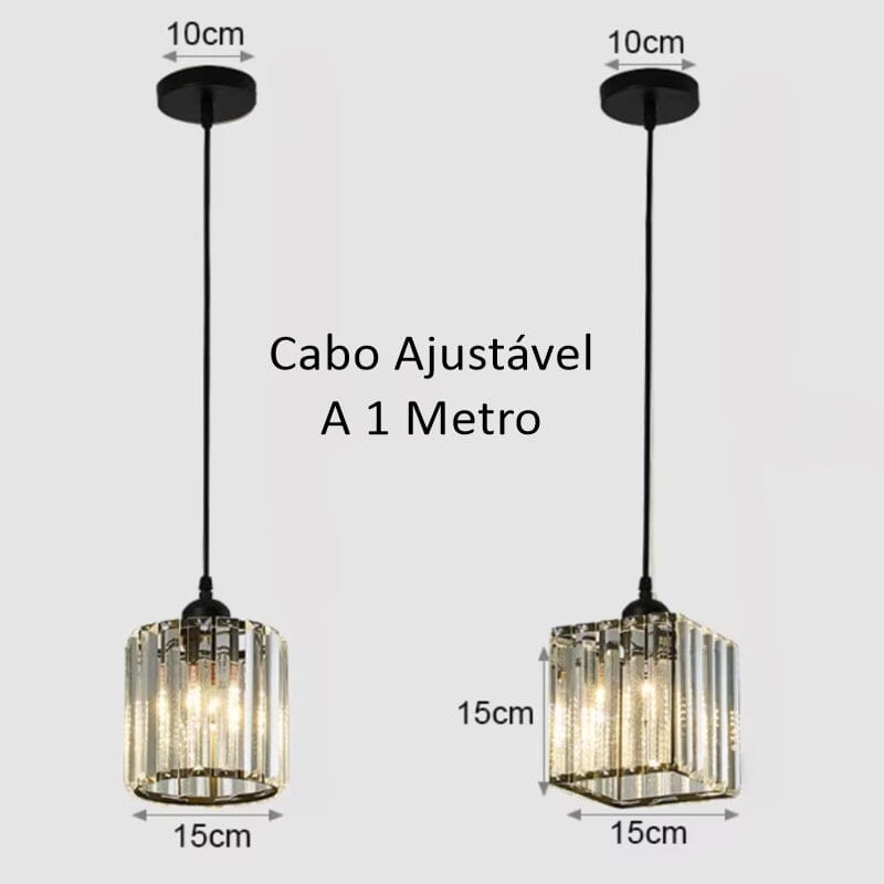 Lustre Pendente de Luxo Glossy em Crystal K9 Conceito