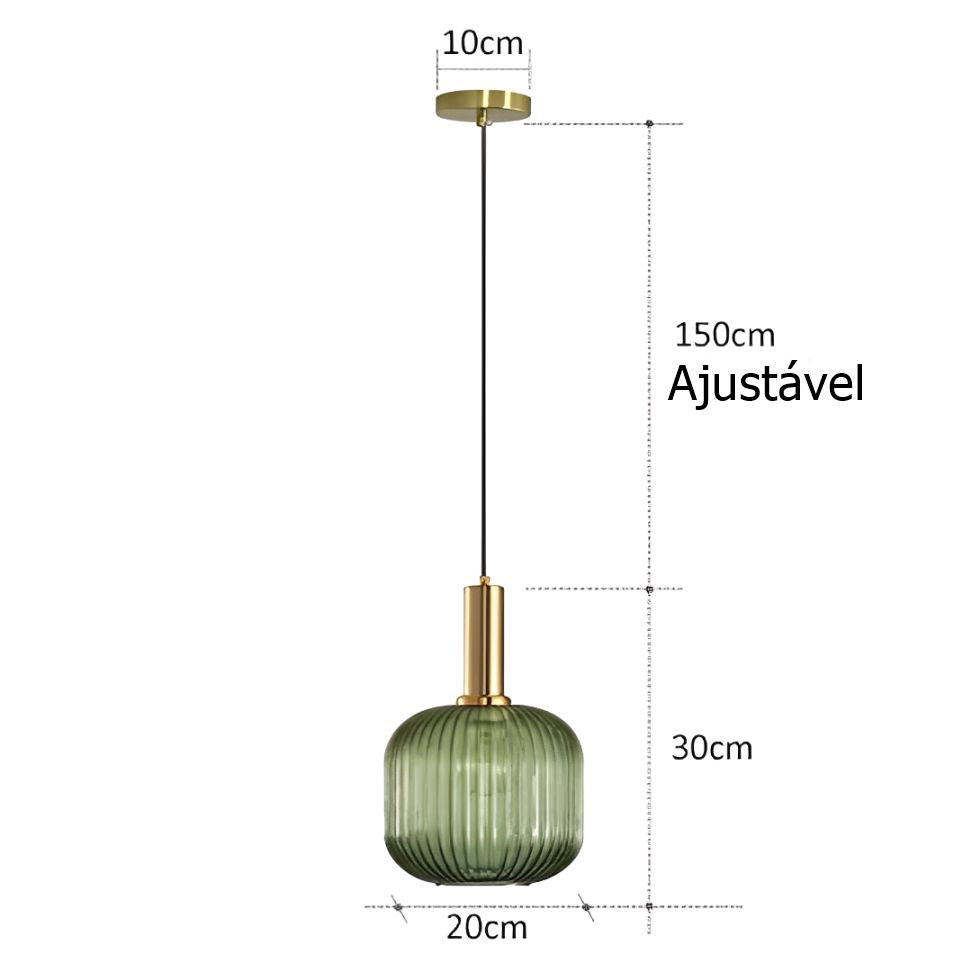 Lustre Pendente Luxuoso Retrô Glass Green Conceito