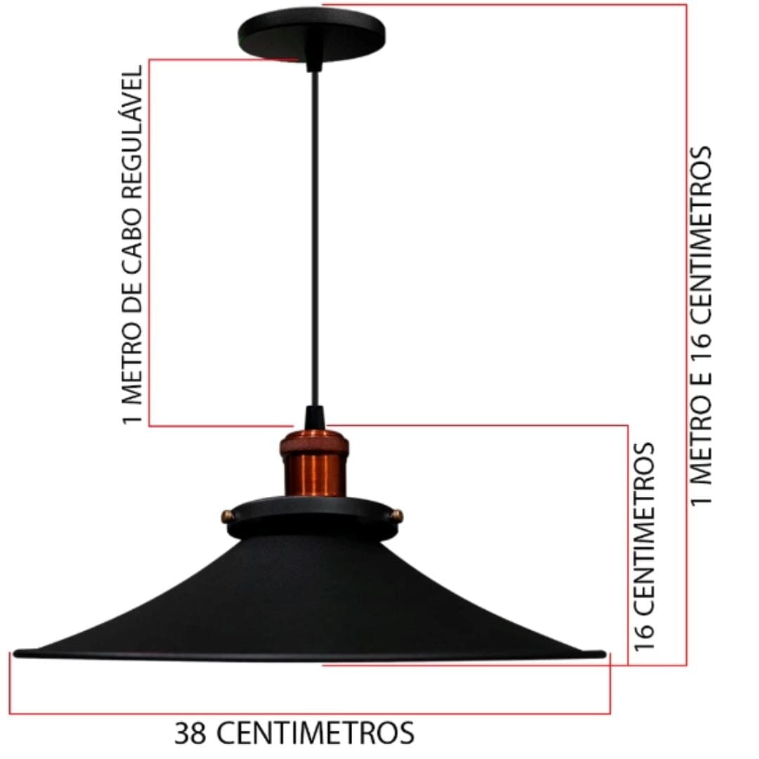 Lustre Pendente Nordic Loft Vintage para Cozinha Balcão - 38cm Pendente - 0033 YuDome