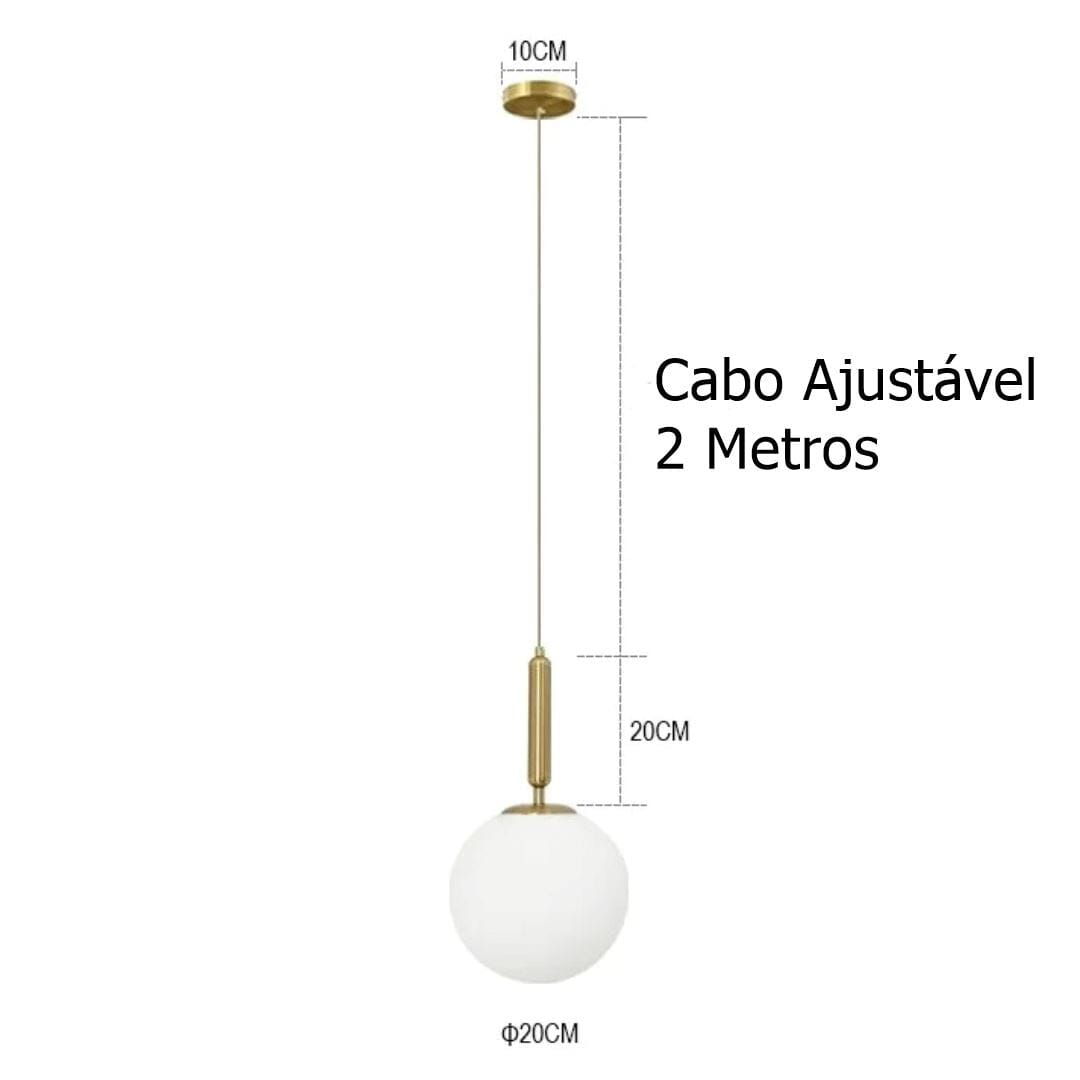 Lustre Pendente Orbed Boll LED Para Sala Quarto Pendente - 0020 Conceito