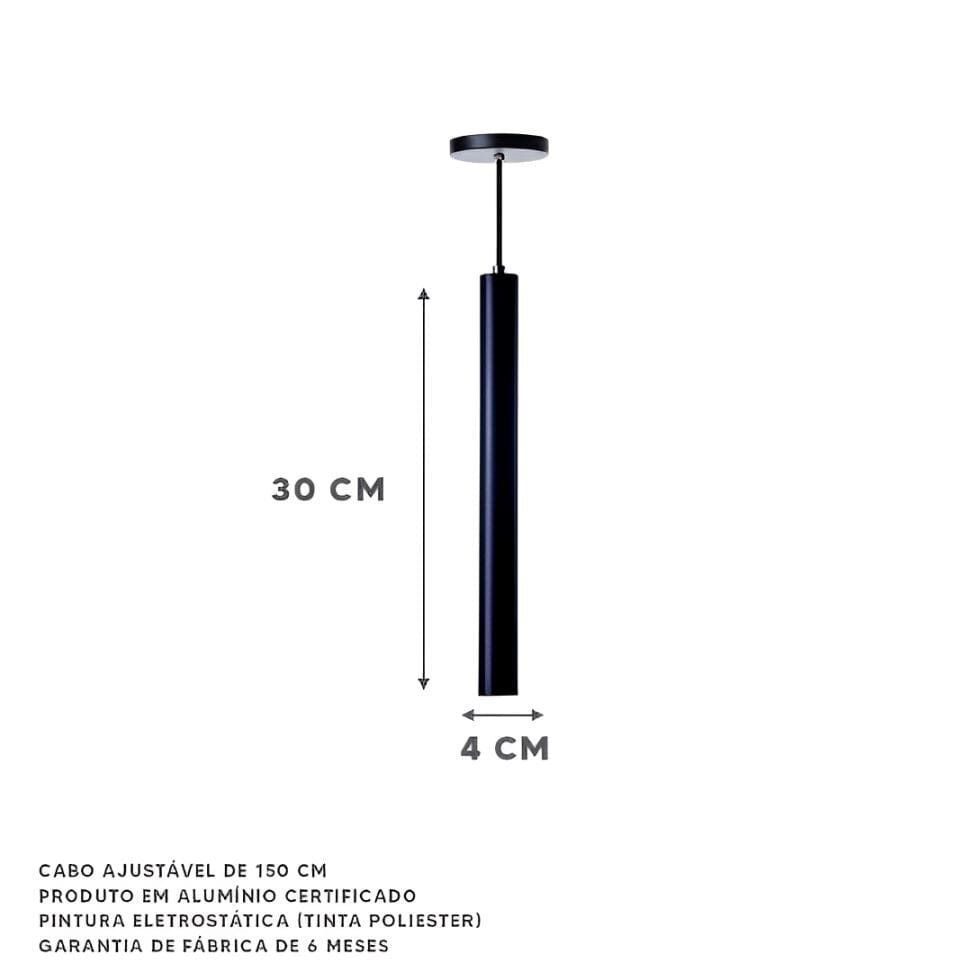 Lustre Pendente Tubo Cilindrico Lux (03 Unidades) Pendente - 0034 YuDome