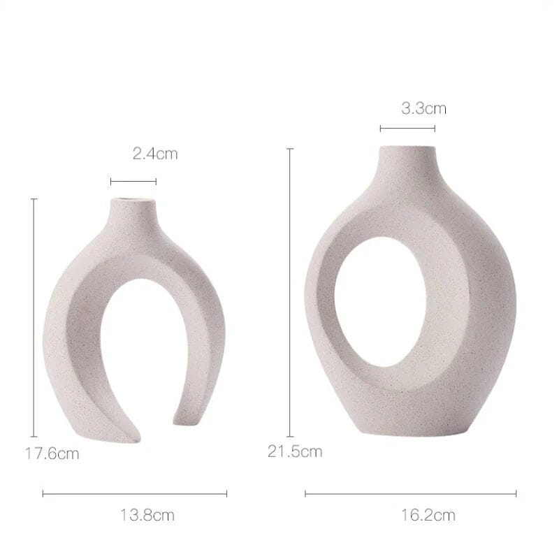 Par de Vasos Nórdicos Boho em Cerâmica (16x22cm) Vaso - 0002 Conceito