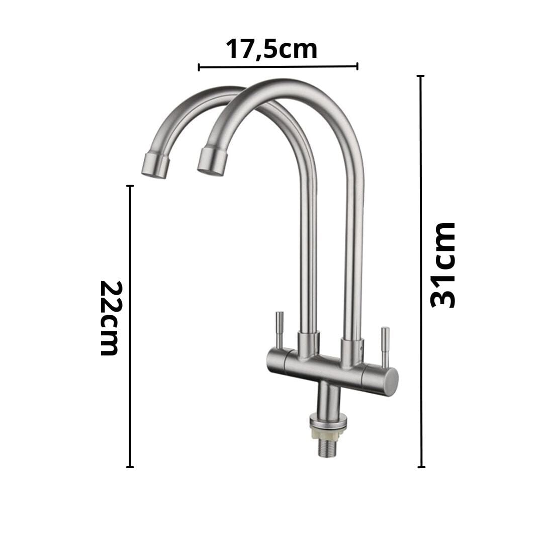Torneira Dupla Fênix de Cozinha Curva 360° ### Conceito