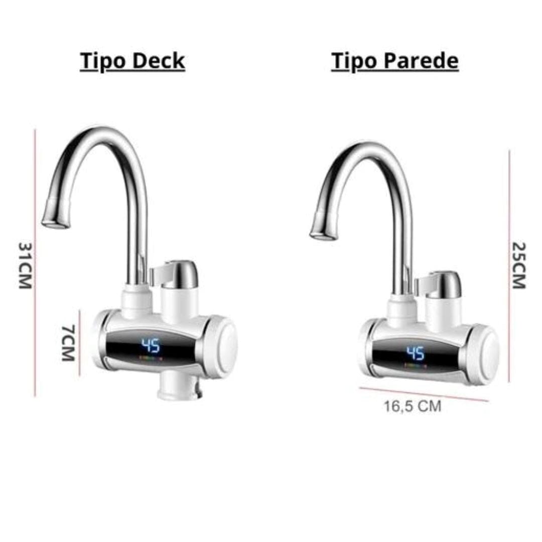 Torneira Heater Digital LED Elétrica com Aquecimento 3300W - 220V TorneiraCozinha - 0014 YuDome