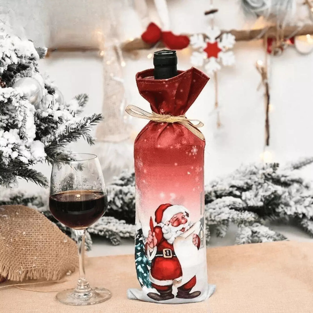 Capa Vinho e Champagne Enfeites de Natal a Mesa