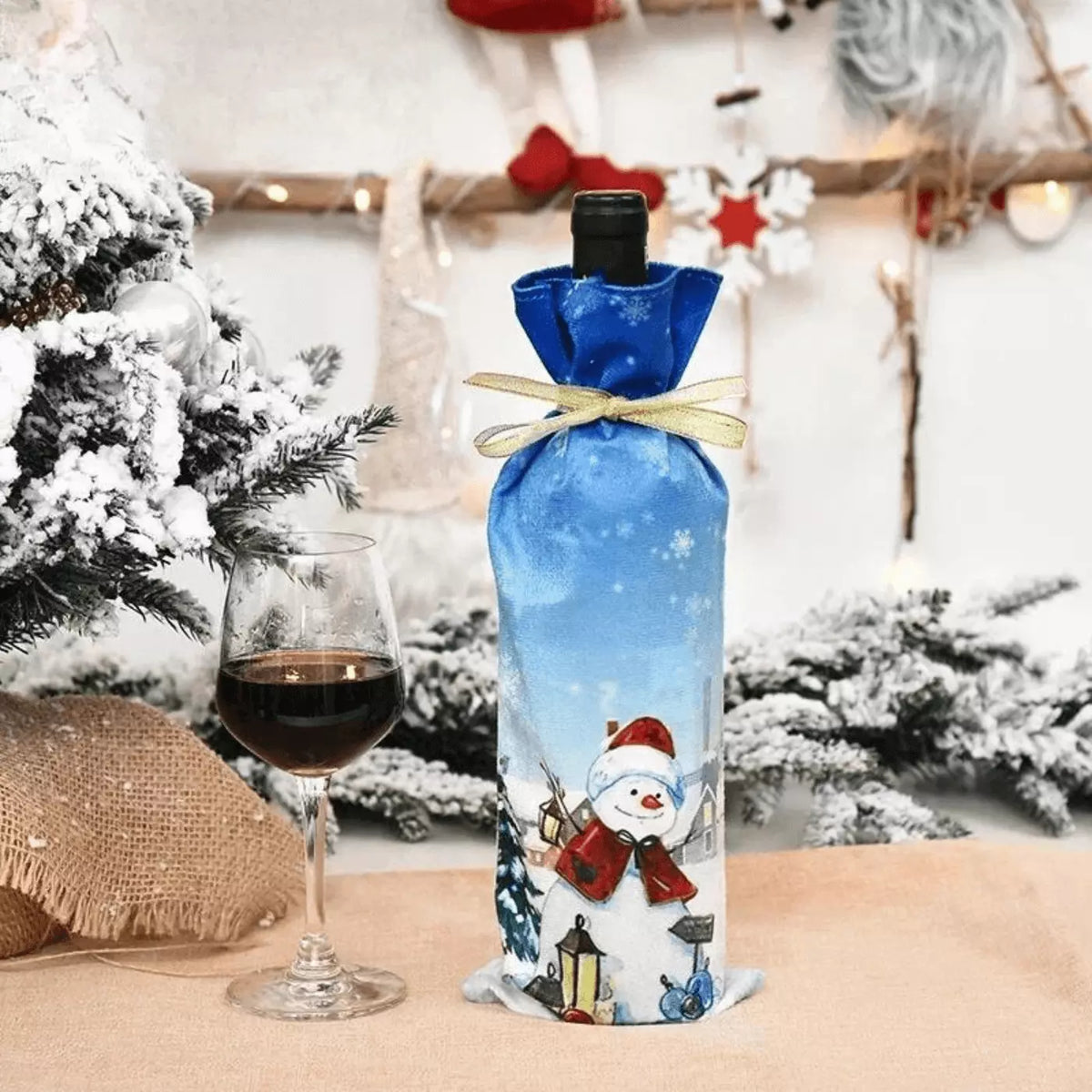 Capa Vinho e Champagne Enfeites de Natal a Mesa