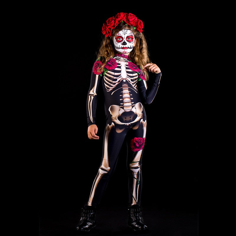 Fantasia Infantil Feminina Esqueleto Halloween