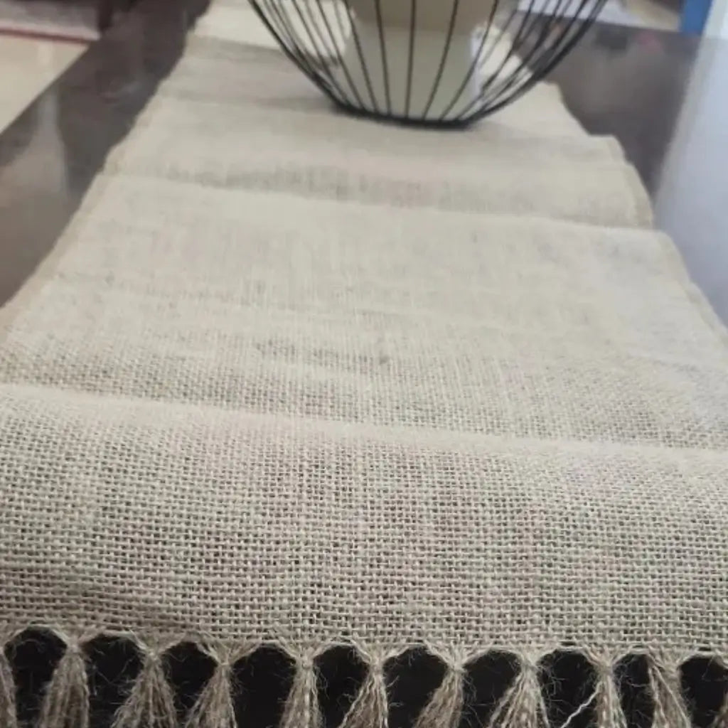 Caminho de Mesa Juta Natural com Borla Decoração Natal e Casamento