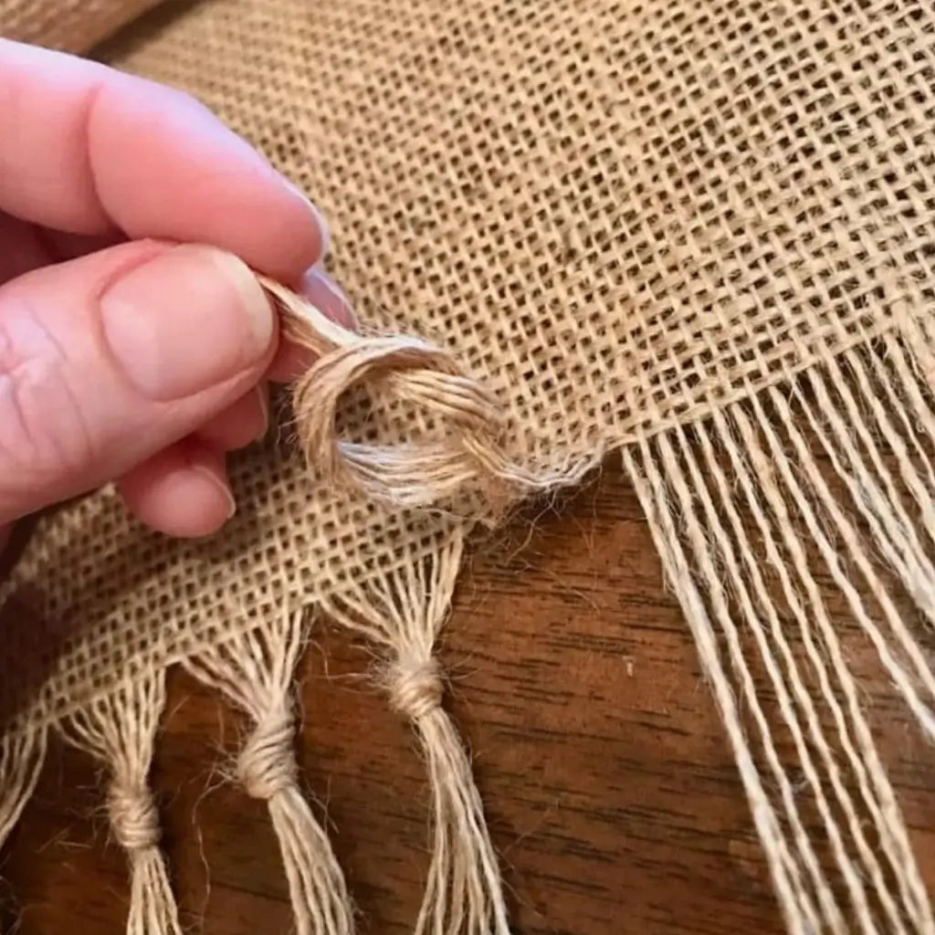Caminho de Mesa Juta Natural com Borla Decoração Natal e Casamento