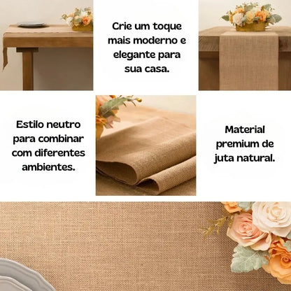 Caminho de Mesa Juta Natural com Borla Decoração Natal e Casamento