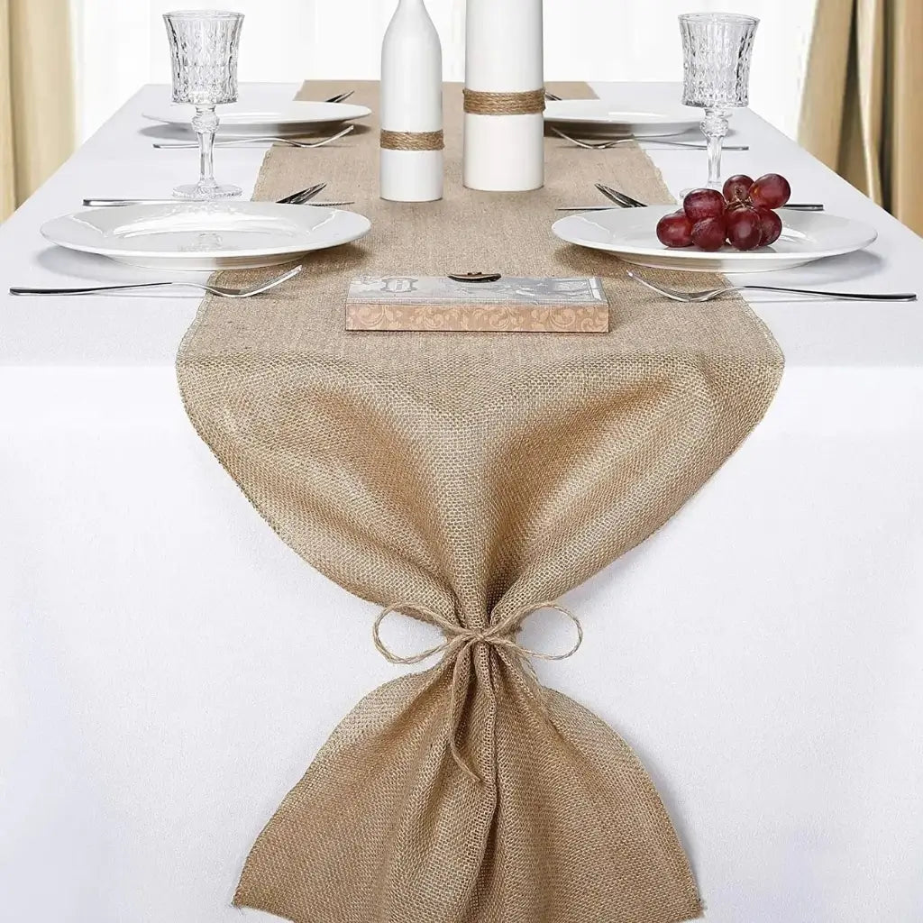Caminho de Mesa Juta Natural com Borla Decoração Natal e Casamento