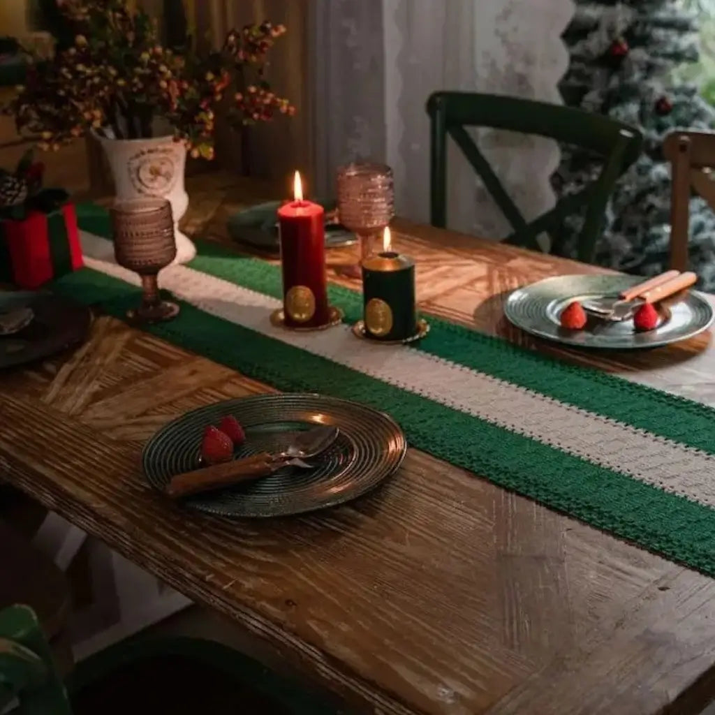 Caminho de Mesa Natal com Franja Trilho de Mesa Merry Christmas