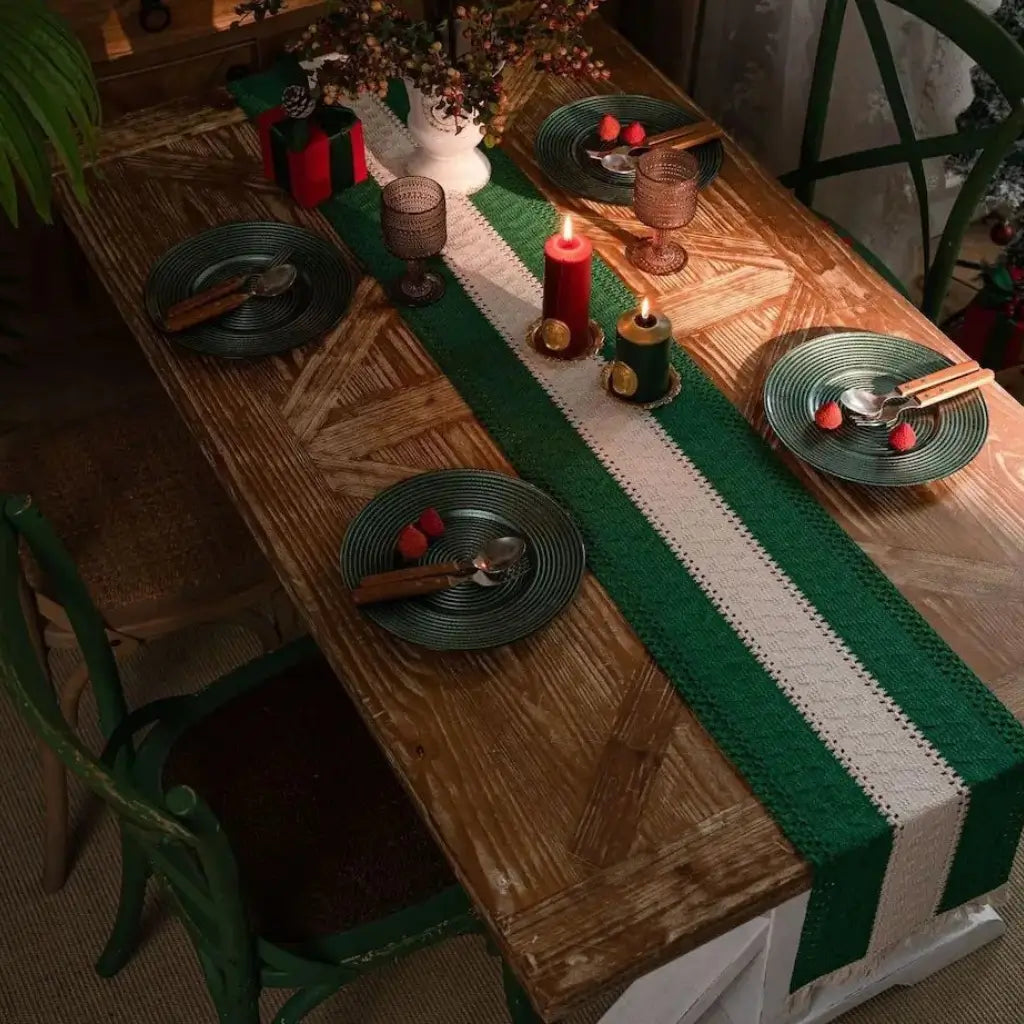 Caminho de Mesa Natal com Franja Trilho de Mesa Merry Christmas