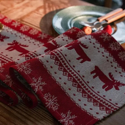 Caminho de Mesa Natalino Jacquard Red Trilho de Mesa Decoração Natal