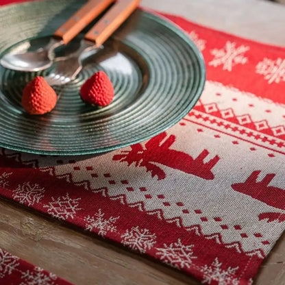 Caminho de Mesa Natalino Jacquard Red Trilho de Mesa Decoração Natal