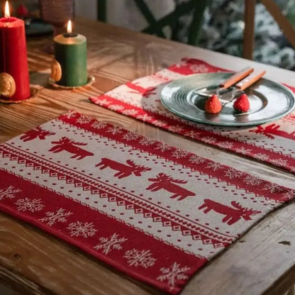 Caminho de Mesa Natalino Jacquard Red Trilho de Mesa Decoração Natal