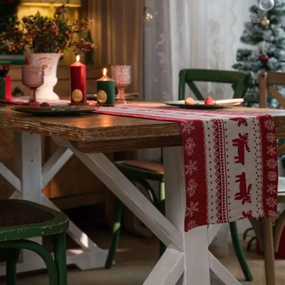 Caminho de Mesa Natalino Jacquard Red Trilho de Mesa Decoração Natal