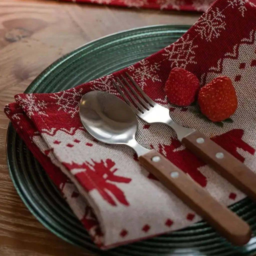 Caminho de Mesa Natalino Jacquard Red Trilho de Mesa Decoração Natal