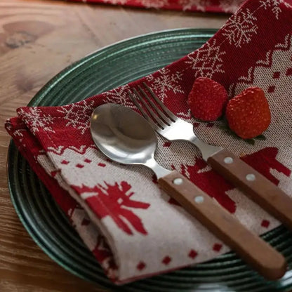 Caminho de Mesa Natalino Jacquard Red Trilho de Mesa Decoração Natal