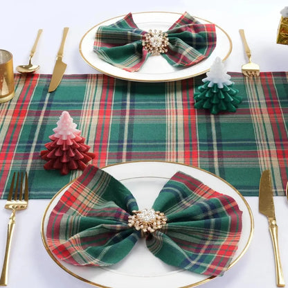 Guardanapos de Tecido Natal Pano de Guardanapo Kit Xadrez Escocês