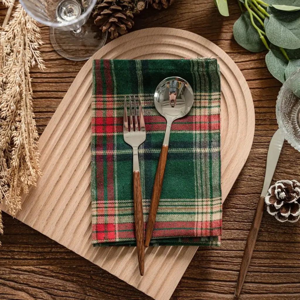 Guardanapos de Tecido Natal Pano de Guardanapo Kit Xadrez Escocês