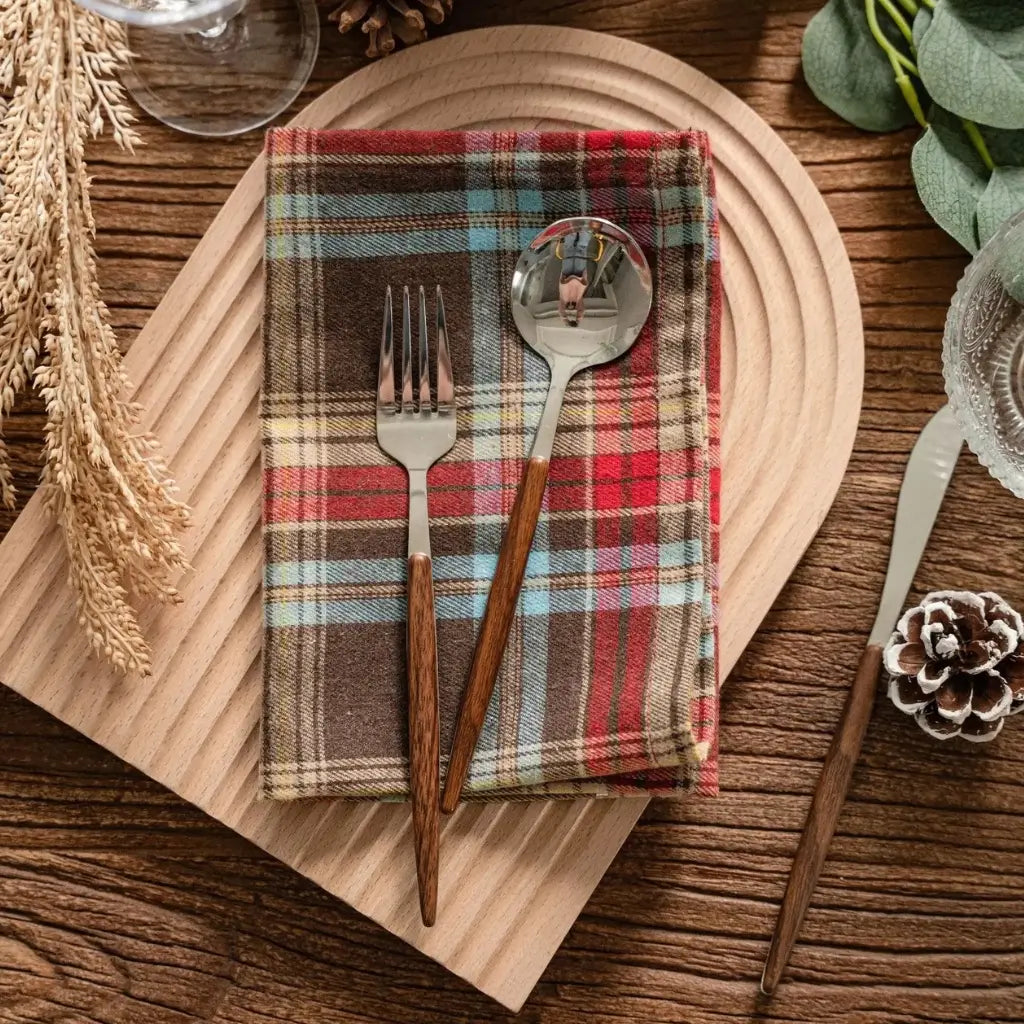 Guardanapos de Tecido Natal Pano de Guardanapo Kit Xadrez Escocês