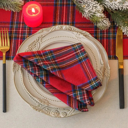 Guardanapos de Tecido Natal Pano de Guardanapo Kit Xadrez Escocês