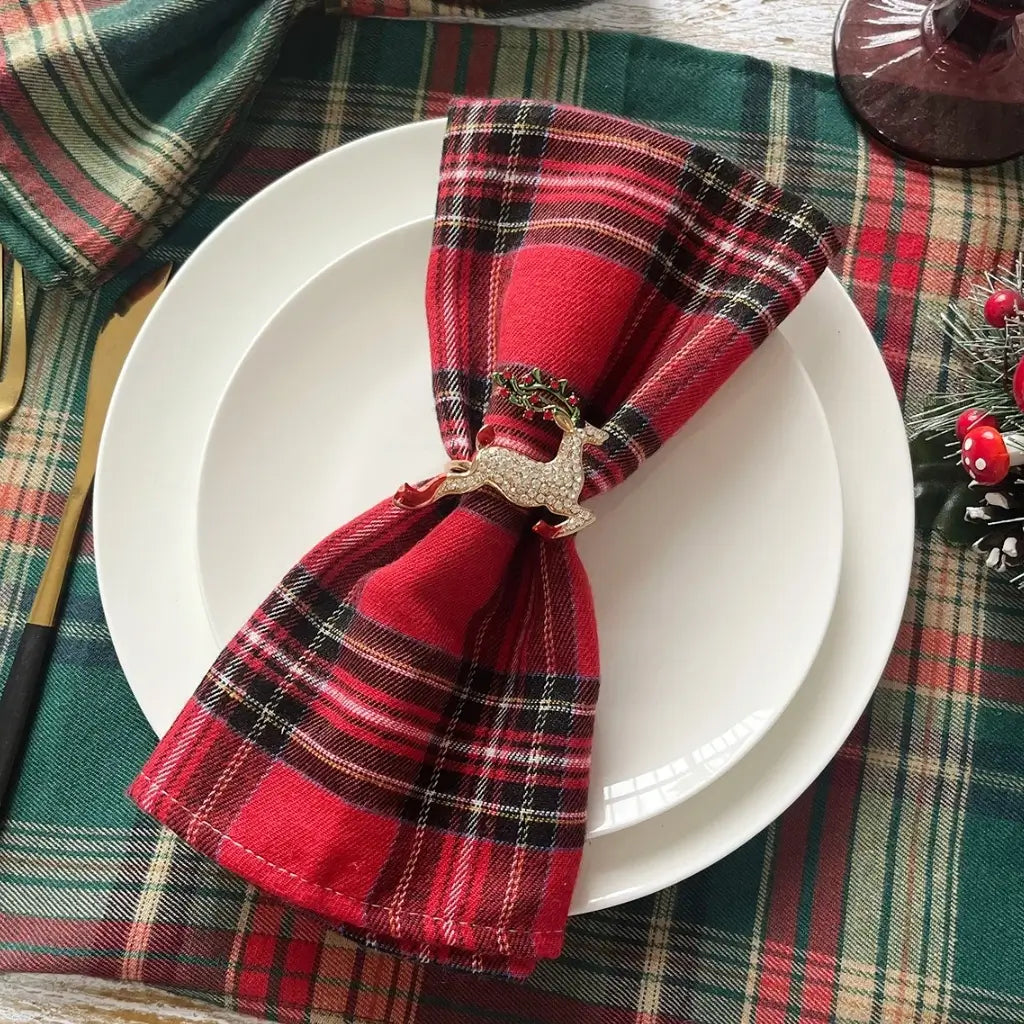 Guardanapos de Tecido Natal Pano de Guardanapo Kit Xadrez Escocês
