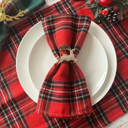 Guardanapos de Tecido Natal Pano de Guardanapo Kit Xadrez Escocês