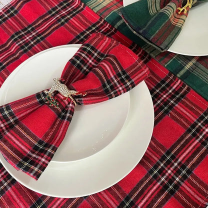 Guardanapos de Tecido Natal Pano de Guardanapo Kit Xadrez Escocês