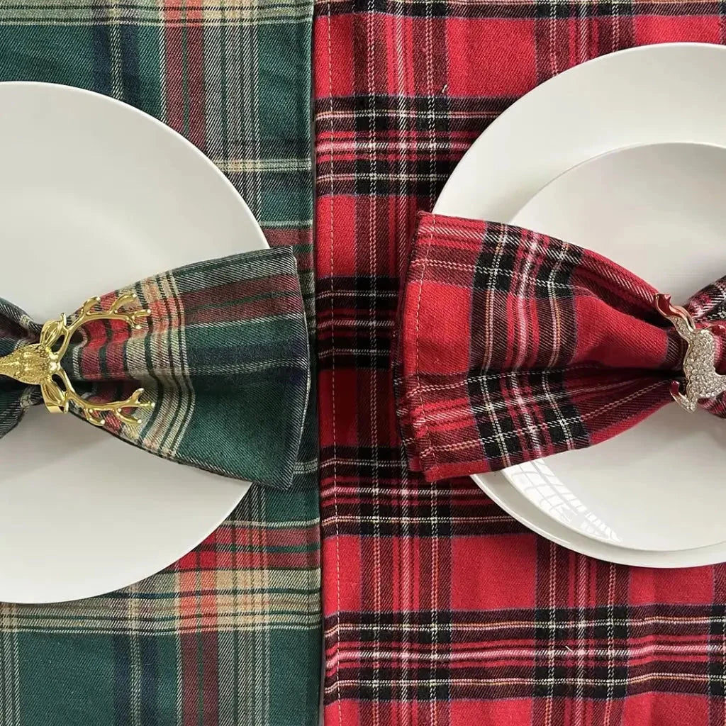 Guardanapos de Tecido Natal Pano de Guardanapo Kit Xadrez Escocês