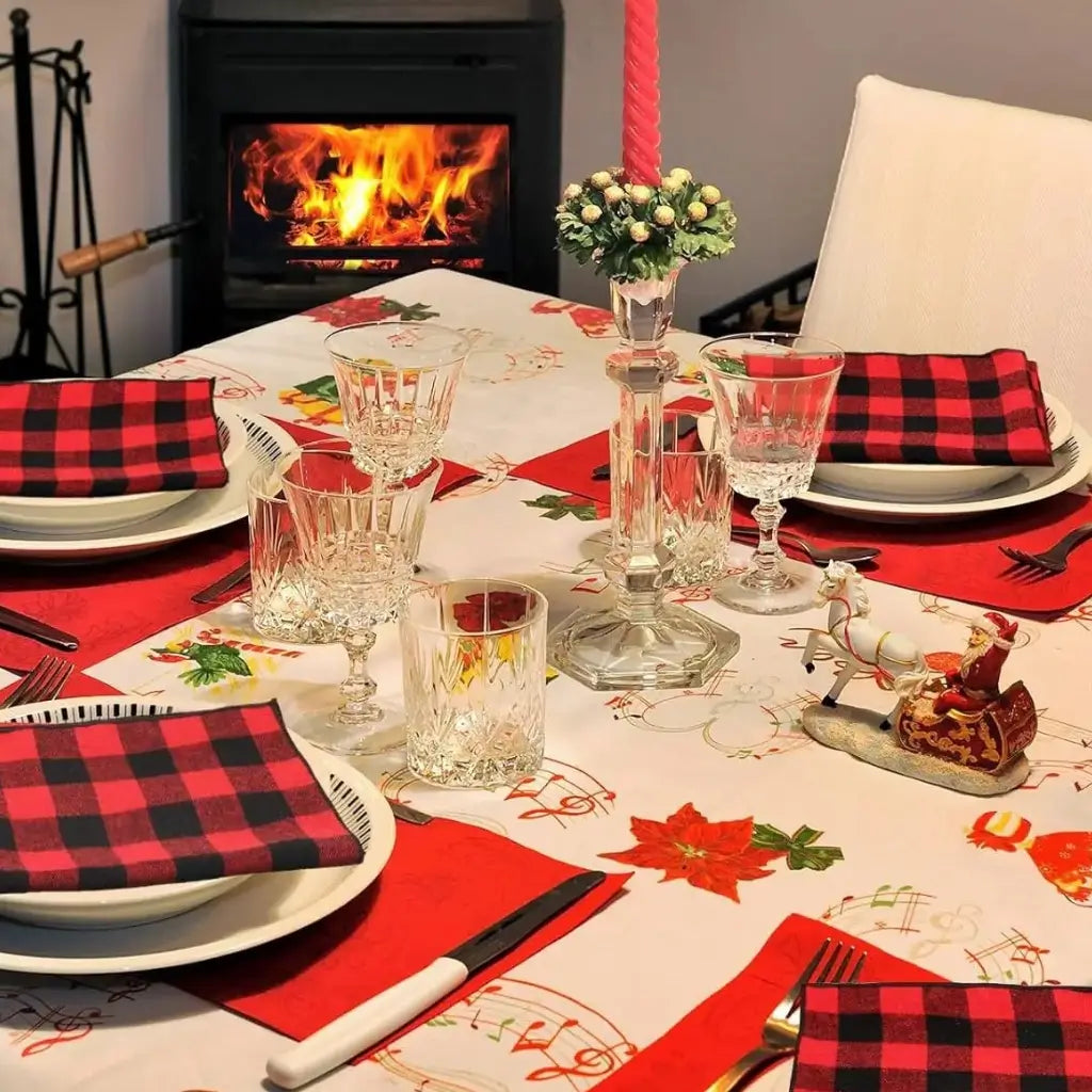 Guardanapos de Tecido Natal Pano de Guardanapo Kit Xadrez Escocês