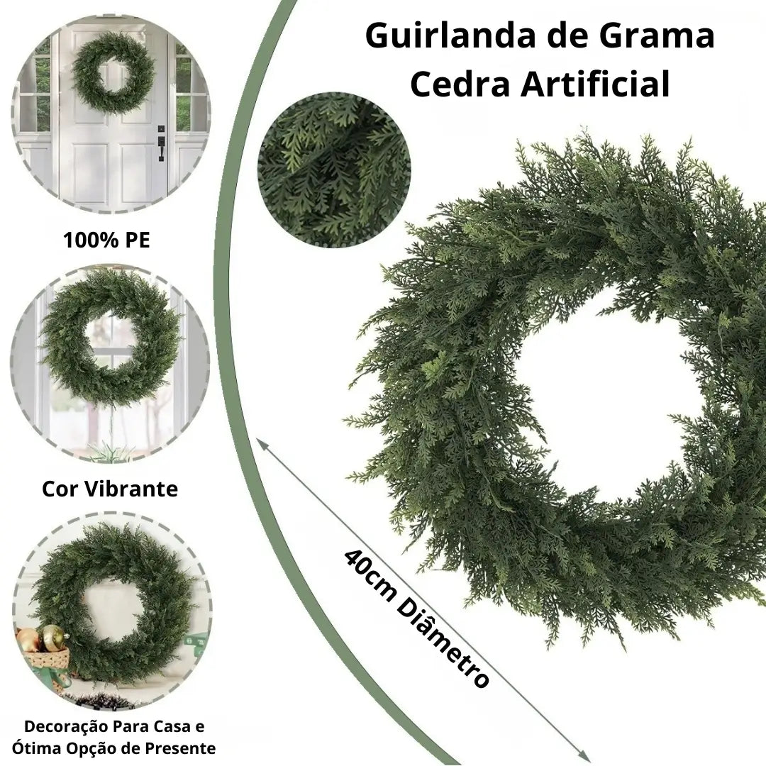 Guirlanda Anel Folha de Cedro Modelo de Guirlanda de Natal Artesanal