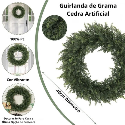 Guirlanda Anel Folha de Cedro Modelo de Guirlanda de Natal Artesanal