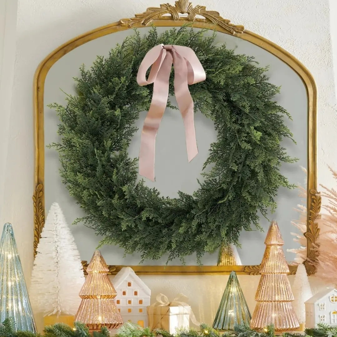 Guirlanda Anel Folha de Cedro Modelo de Guirlanda de Natal Artesanal
