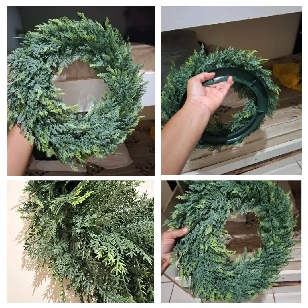 Guirlanda Anel Folha de Cedro Modelo de Guirlanda de Natal Artesanal
