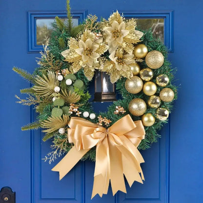 Guirlanda de Natal Dourada Luz Led Para Porta Decoração Casa