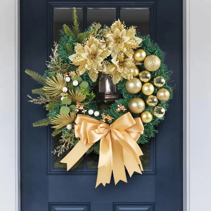 Guirlanda de Natal Dourada Luz Led Para Porta Decoração Casa