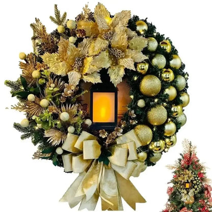 Guirlanda de Natal Dourada Luz Led Para Porta Decoração Casa