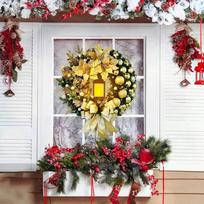 Guirlanda de Natal Dourada Luz Led Para Porta Decoração Casa