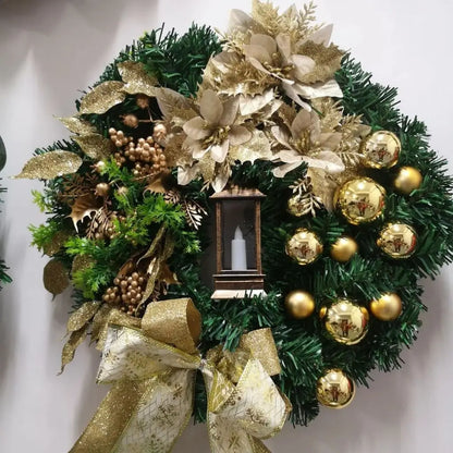 Guirlanda de Natal Dourada Luz Led Para Porta Decoração Casa