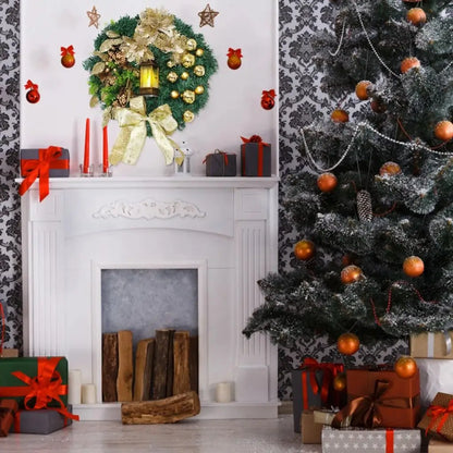 Guirlanda de Natal Dourada Luz Led Para Porta Decoração Casa
