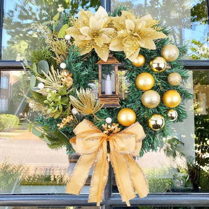Guirlanda de Natal Dourada Luz Led Para Porta Decoração Casa