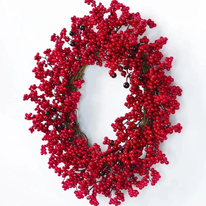 Guirlanda de Natal Folha Cipreste Red Berry Grinalda Pinho Artesanal Merry Christmas