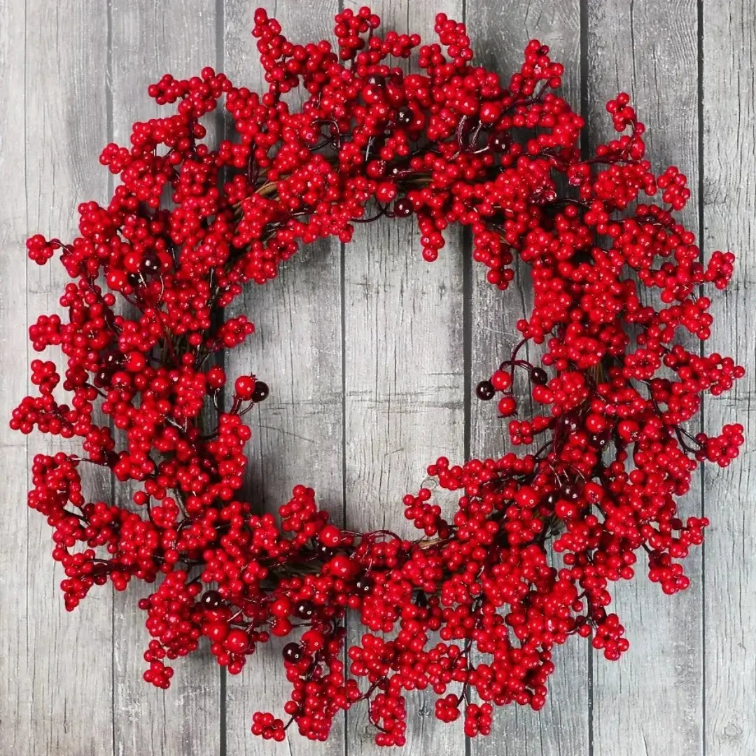 Guirlanda de Natal Folha Cipreste Red Berry Grinalda Pinho Artesanal Merry Christmas